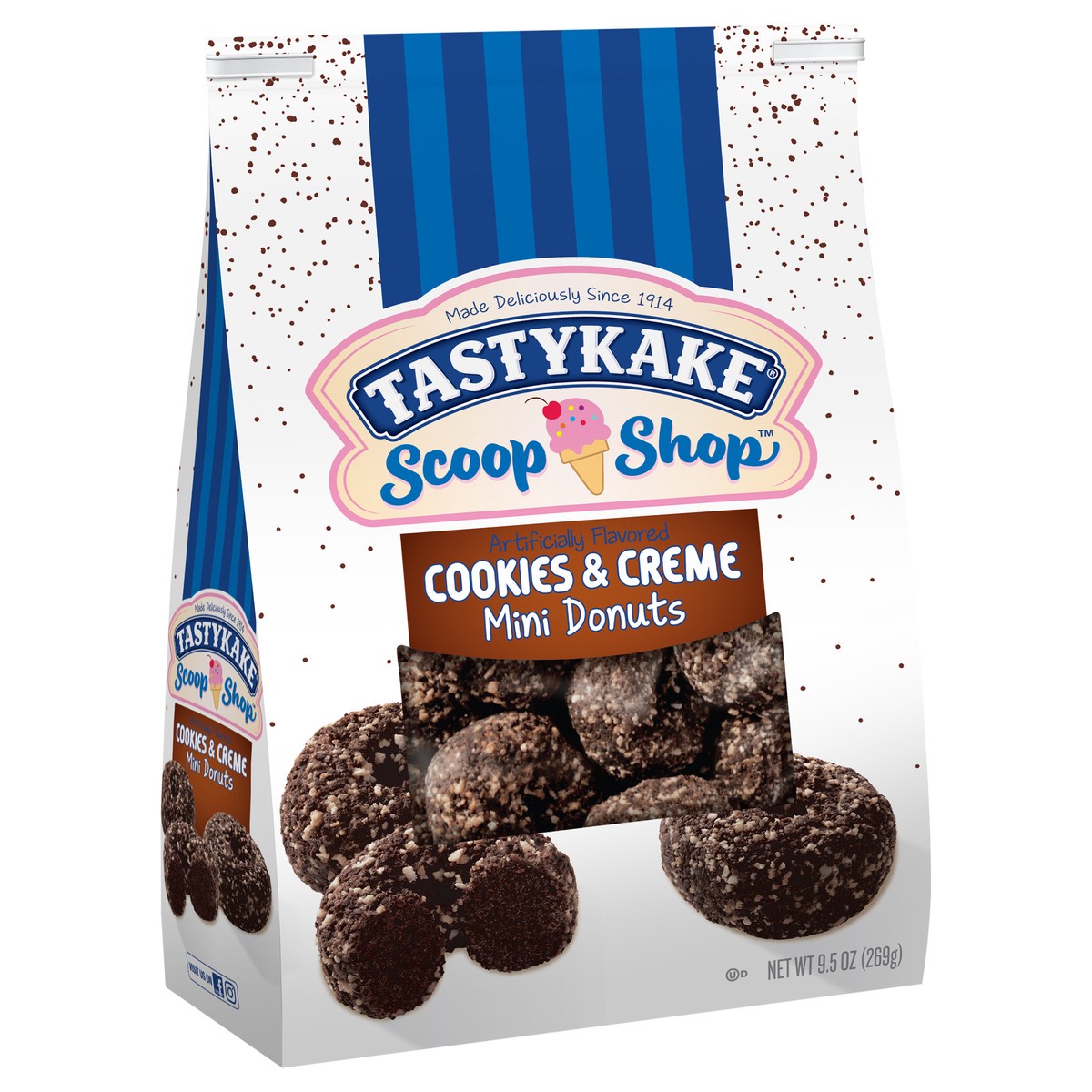 slide 2 of 9, Tastykake Scoop Shop™ Cookies & Creme Mini Donuts 9.5 oz. Bag, 9.5 oz