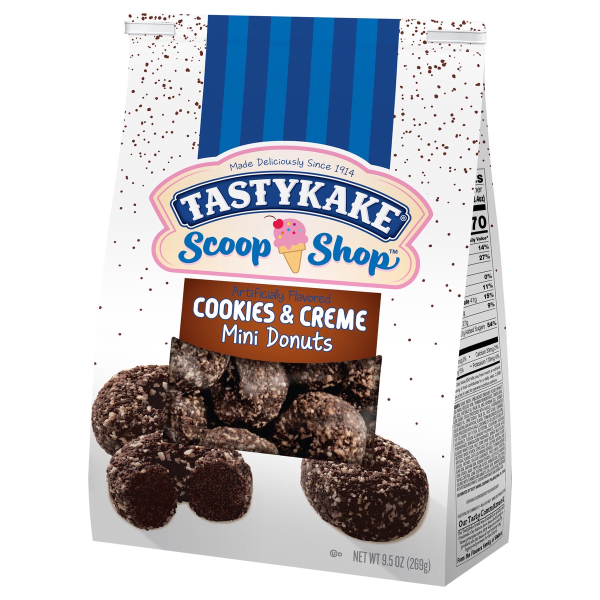 slide 3 of 9, Tastykake Scoop Shop™ Cookies & Creme Mini Donuts 9.5 oz. Bag, 9.5 oz