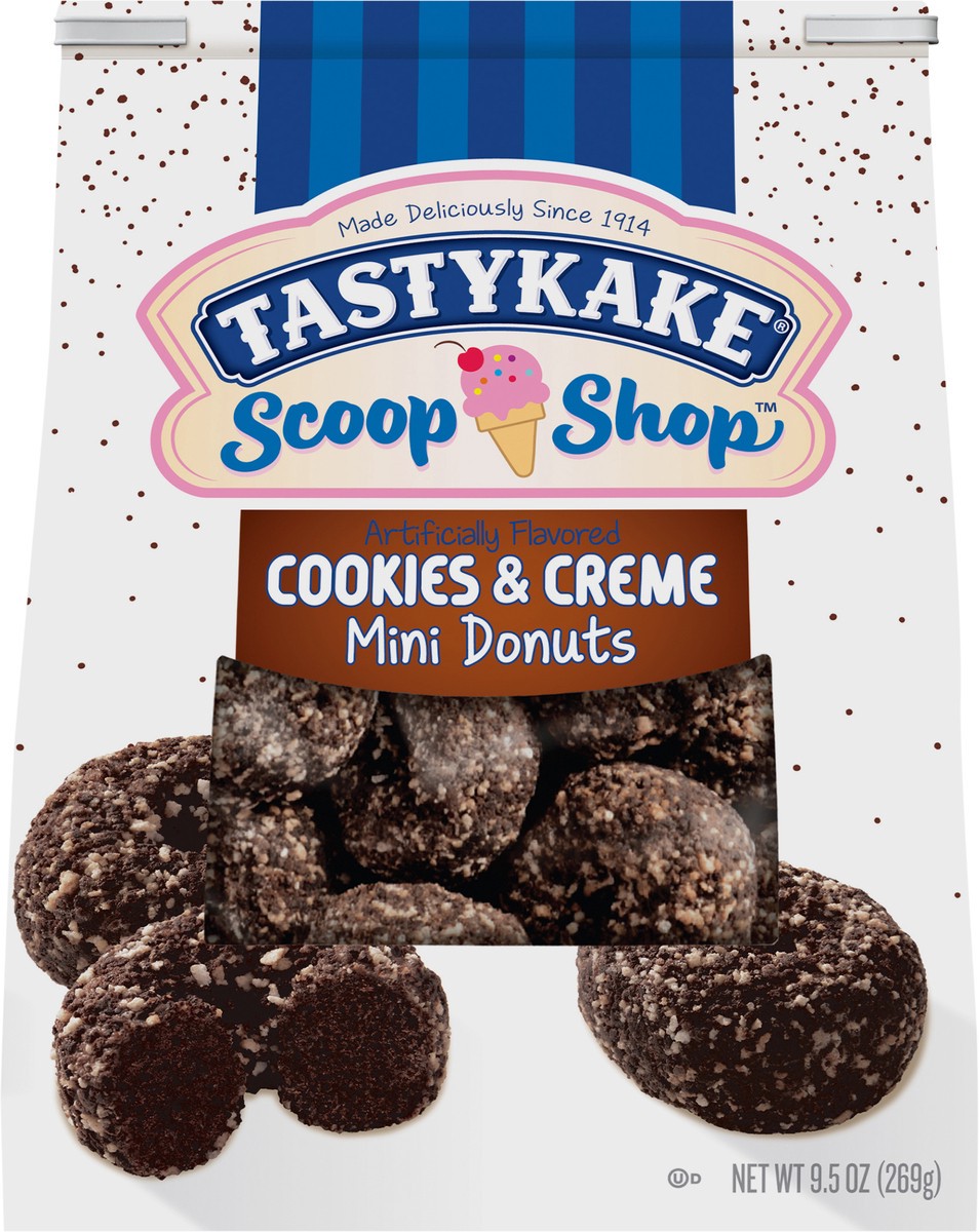 slide 6 of 9, Tastykake Scoop Shop™ Cookies & Creme Mini Donuts 9.5 oz. Bag, 9.5 oz