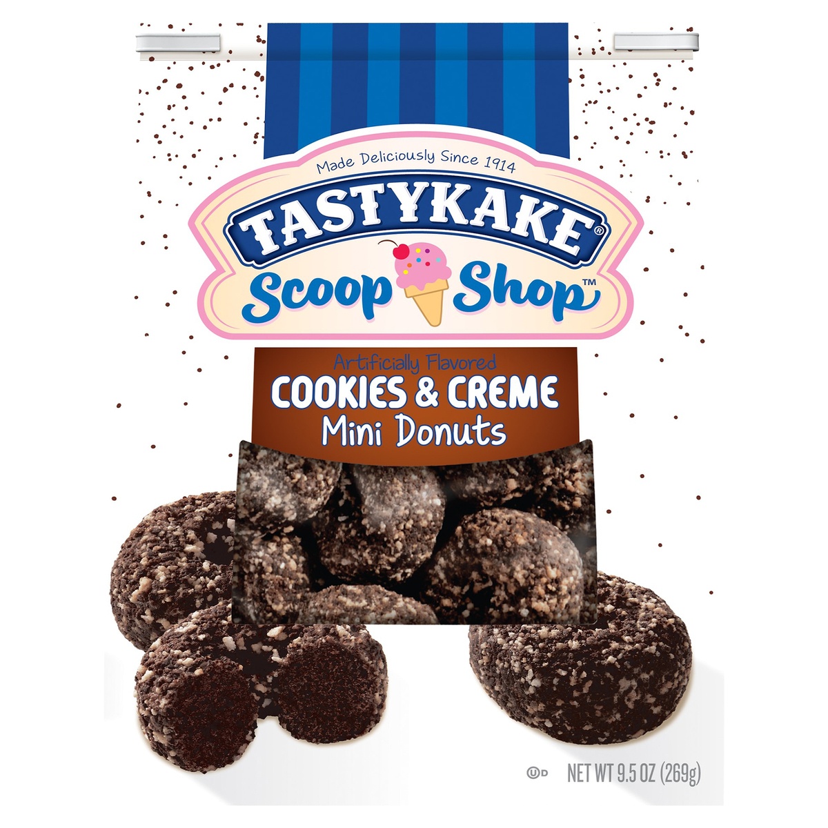slide 1 of 1, Tastykake® Scoop Shop™ Cookies & Creme Mini Donuts 9.5 oz. Bag, 9.5 oz