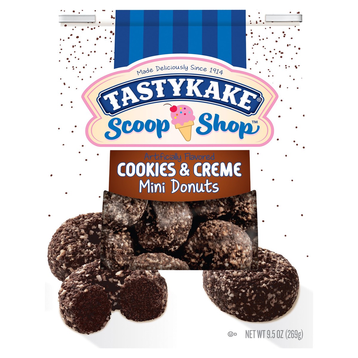 slide 1 of 9, Tastykake Scoop Shop™ Cookies & Creme Mini Donuts 9.5 oz. Bag, 9.5 oz