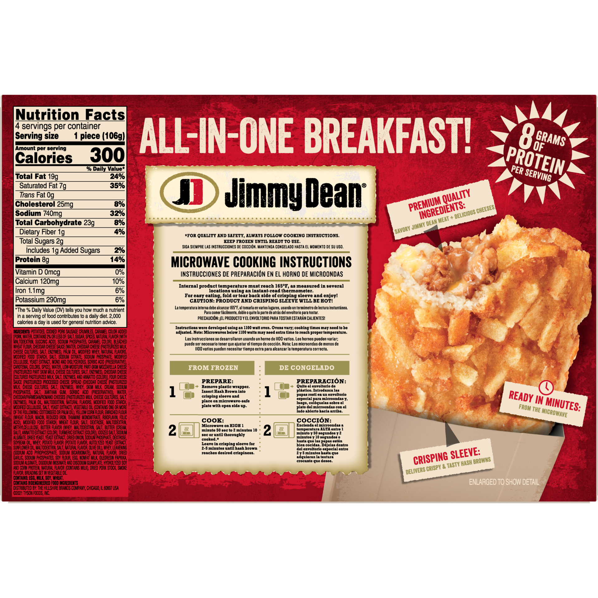 slide 4 of 10, Jimmy Dean Stuffed Hashbrowns with Sausage & Cheese, 425.24 g