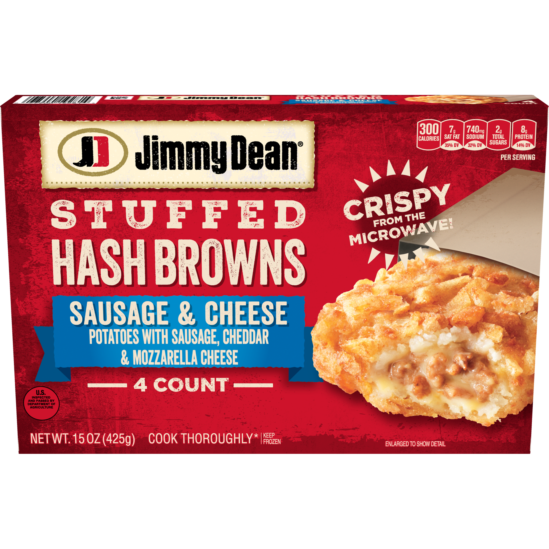 slide 1 of 10, Jimmy Dean Stuffed Hashbrowns with Sausage & Cheese, 425.24 g