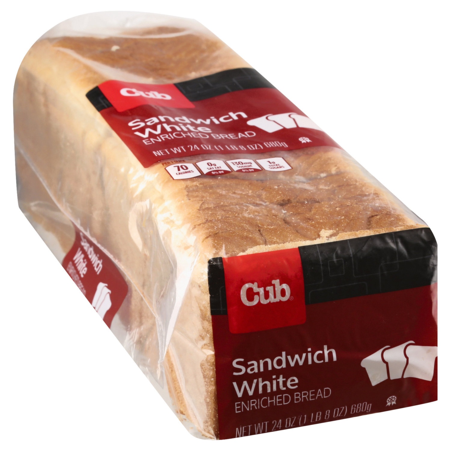 slide 1 of 1, Cub Sandwich White Bread, 24 oz