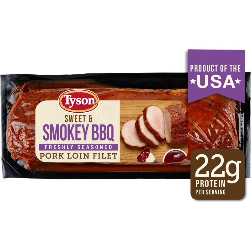 slide 1 of 8, Tyson Sweet and Smokey BBQ Pork Loin Filet - 1.5lb, 1.5 lb