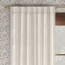 50"x84" Blackout Slub Weave Raw Edge Curtain Panel Ivory - Threshold™