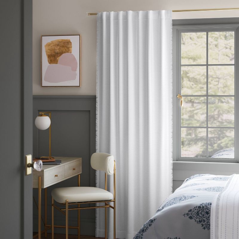 slide 2 of 7, 50"x84" Blackout Slub Weave Raw Edge Curtain Panel White - Threshold™, 1 ct