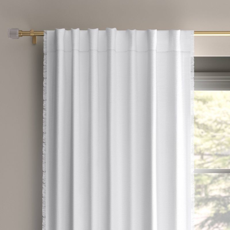 slide 1 of 7, 50"x84" Blackout Slub Weave Raw Edge Curtain Panel White - Threshold™, 1 ct