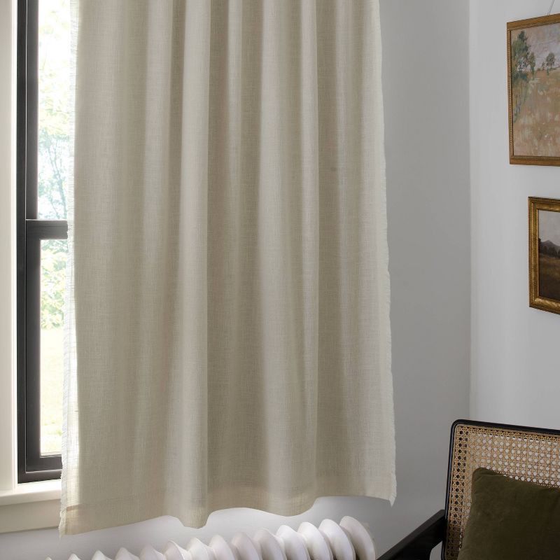 slide 2 of 6, 50"x63" Blackout Slub Weave Raw Edge Curtain Panel Ivory - Threshold™, 1 ct