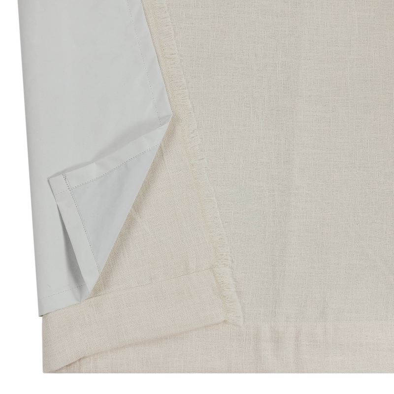 slide 3 of 6, 50"x63" Blackout Slub Weave Raw Edge Curtain Panel Ivory - Threshold™, 1 ct