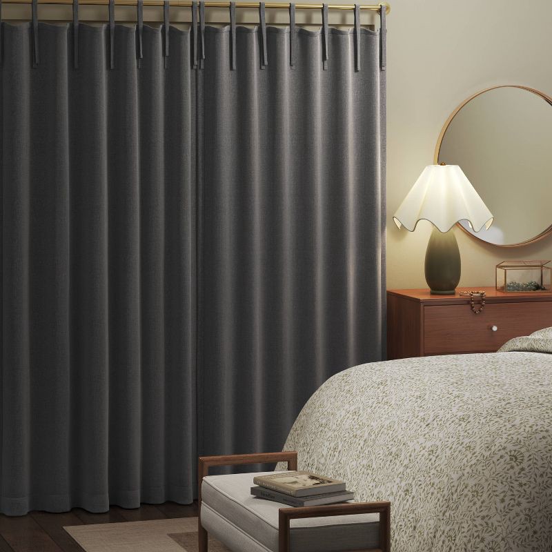 slide 2 of 5, 50"x84" Blackout Aruba Tie-Top Curtain Panel Gray - Threshold™, 1 ct