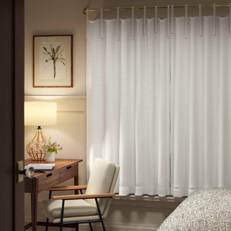 slide 2 of 3, 50"x63" Blackout Aruba Tie-Top Curtain Panel Off-White - Threshold™, 1 ct