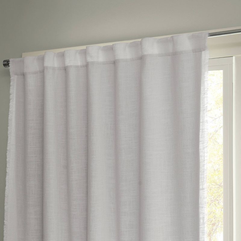slide 1 of 4, 50"x63" Blackout Slub Weave Raw Edge Curtain Panel White - Threshold™, 1 ct