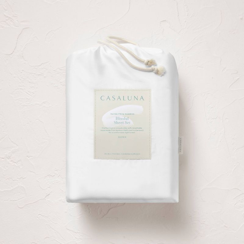 slide 6 of 7, Queen 400 Thread Count Rayon from Bamboo Sheet Set White - Casaluna™, 1 ct
