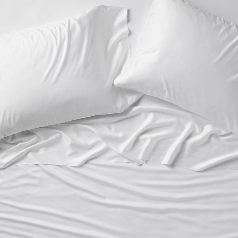 slide 1 of 7, Queen 400 Thread Count Rayon from Bamboo Sheet Set White - Casaluna™, 1 ct