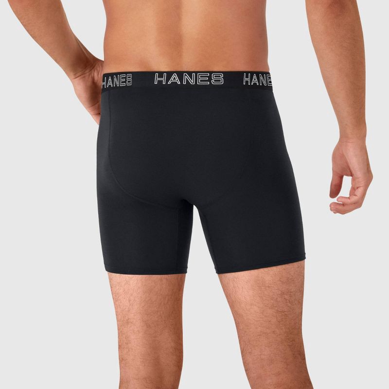 slide 5 of 7, Hanes Premium Men's 3pk Boxer Briefs Total Support Pouch - Blue/Black/Red XL: Moisture Wicking, 4-Way Stretch, 3 ct