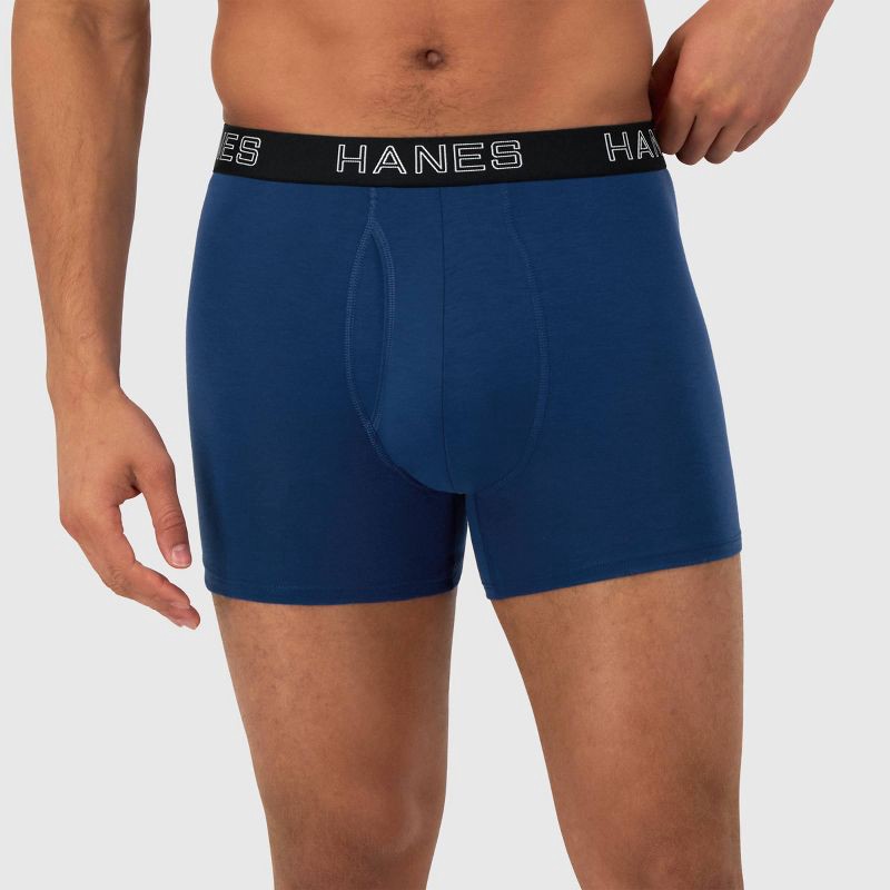 slide 2 of 6, Hanes Premium Men's 3pk Trunks Total Support Pouch - Blue/Green/Gray XL: Tagless, Moisture Wicking, 4-Way Stretch, 3 ct