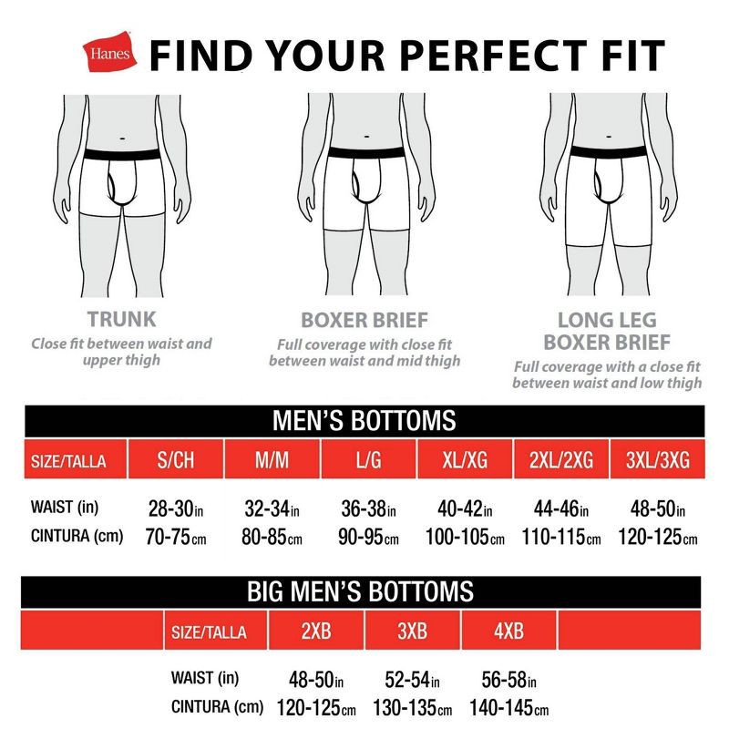 slide 5 of 6, Hanes Premium Men's 3pk Trunks Total Support Pouch - Blue/Green/Gray XL: Tagless, Moisture Wicking, 4-Way Stretch, 3 ct