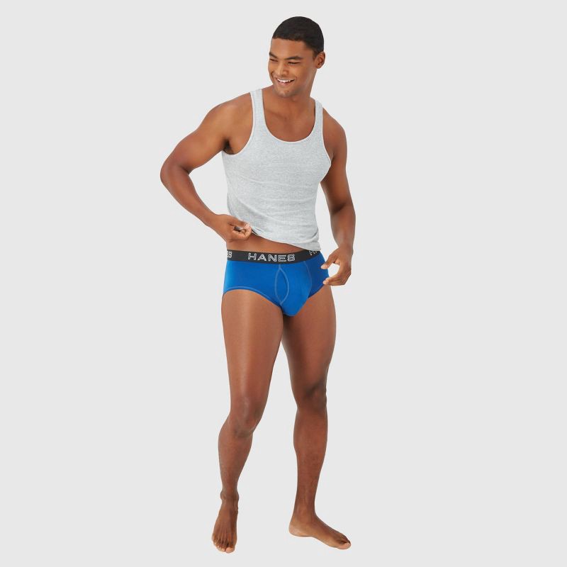 slide 5 of 6, Hanes Premium Men's 3pk Comfort Flex Fit Total Support Pouch Briefs - Gray/Blue/Black XL: Tagless, Moisture Wicking, 4-Way Stretch, 3 ct