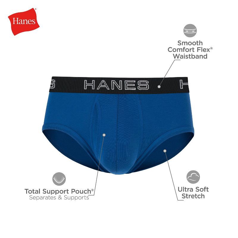 slide 6 of 6, Hanes Premium Men's 3pk Comfort Flex Fit Total Support Pouch Briefs - Gray/Blue/Black XL: Tagless, Moisture Wicking, 4-Way Stretch, 3 ct