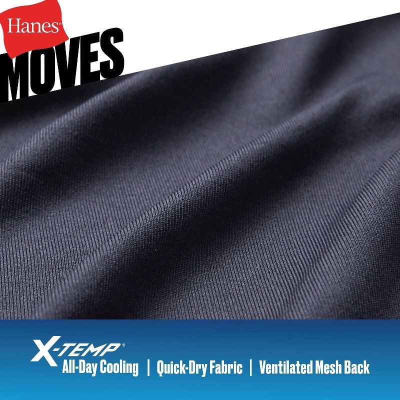 slide 9 of 9, Hanes Premium Men's 2pk Move Breathable Mesh Crew Neck T-Shirt X-Temp - Black M: Moisture Wicking, Quick Dry, 4-Way Stretch, Tagless, 2 ct