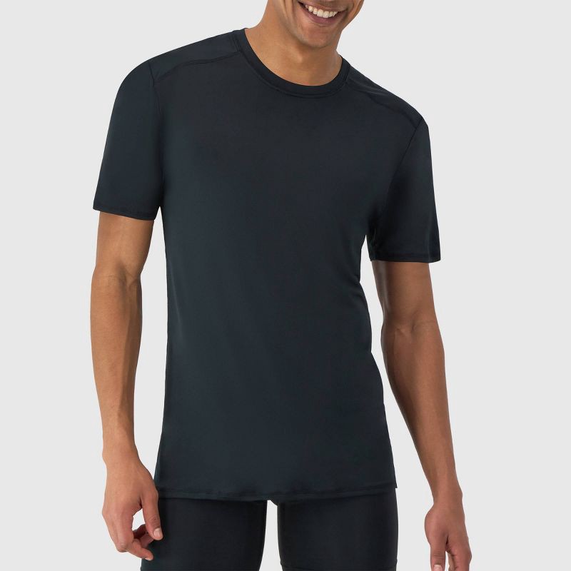 slide 4 of 9, Hanes Premium Men's 2pk Move Breathable Mesh Crew Neck T-Shirt X-Temp - Black L: Moisture Wicking, Quick Dry, 4-Way Stretch, Tagless, 2 ct