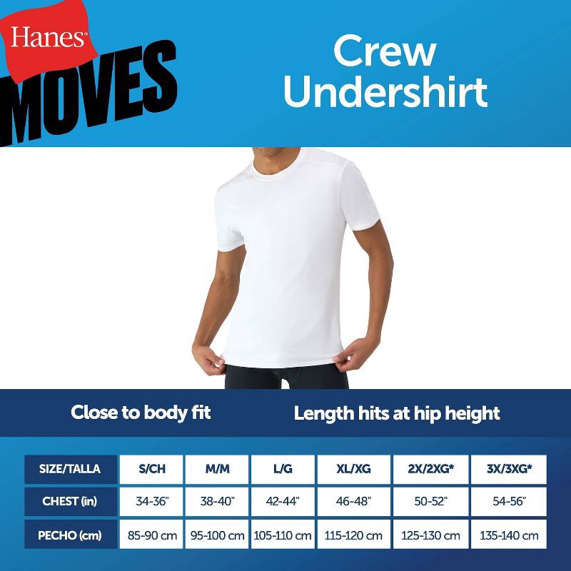 slide 6 of 9, Hanes Premium Men's 2pk Move Breathable Mesh Crew Neck T-Shirt X-Temp - Black L: Moisture Wicking, Quick Dry, 4-Way Stretch, Tagless, 2 ct