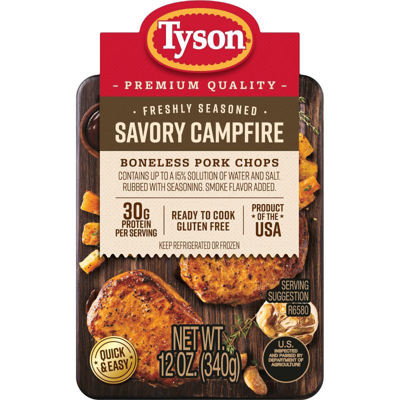 slide 7 of 9, Tyson Savory Campfire Pork Chop - 12oz, 12 oz