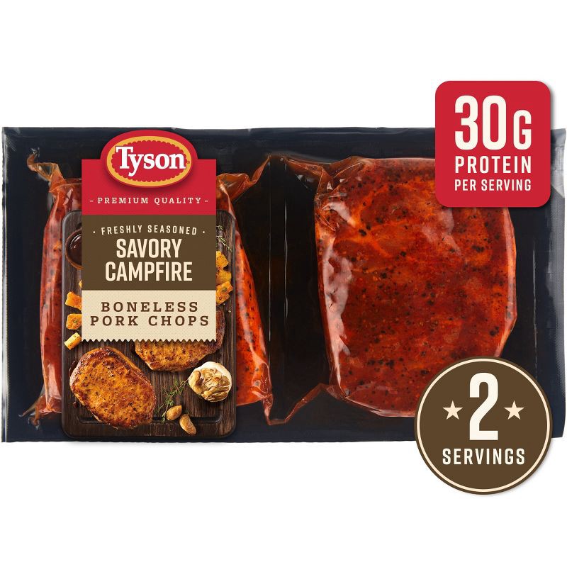 slide 1 of 14, Tyson Savory Campfire Pork Chop - 12oz, 12 oz