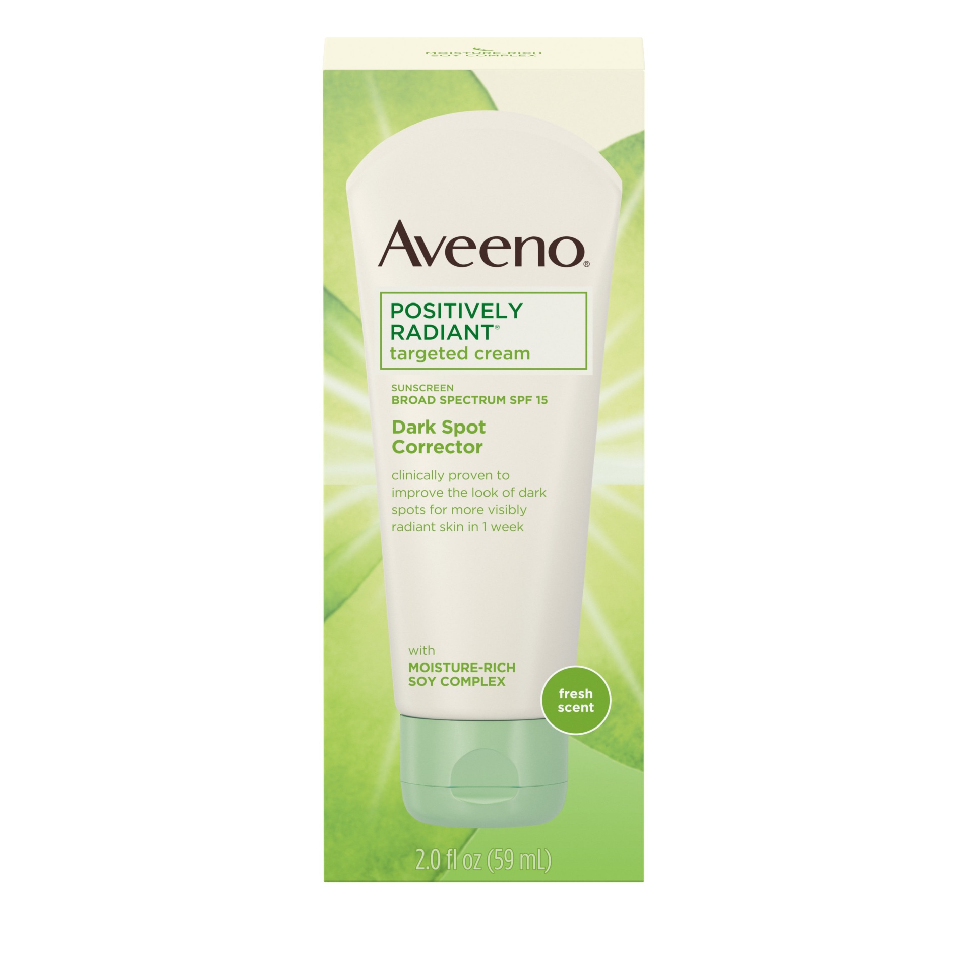 slide 1 of 1, Aveeno Positively Radiant Targeted Cream Dark Spot Corrector, 2 fl oz