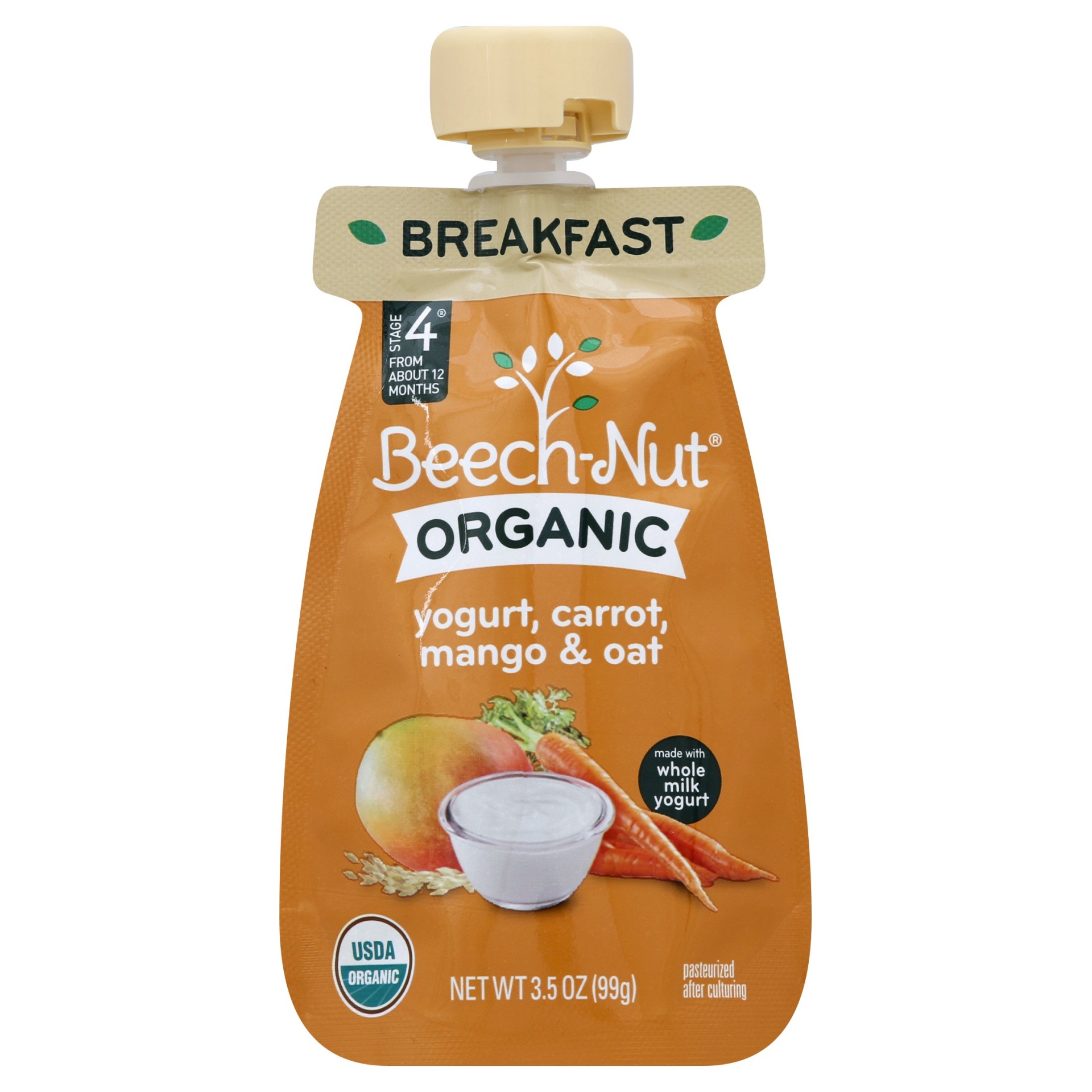 slide 1 of 1, Beech-Nut Organic Puree Pouch Yogurt, Carrot, Mango Oat, 3.5 oz