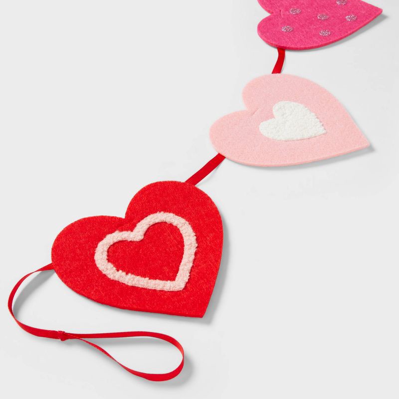 slide 3 of 4, 72" Felt Valentine's Day Heart Decorative Wall Garland - Spritz™, 1 ct