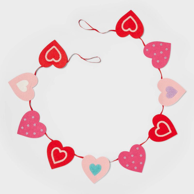 slide 1 of 4, 72" Felt Valentine's Day Heart Decorative Wall Garland - Spritz™, 1 ct