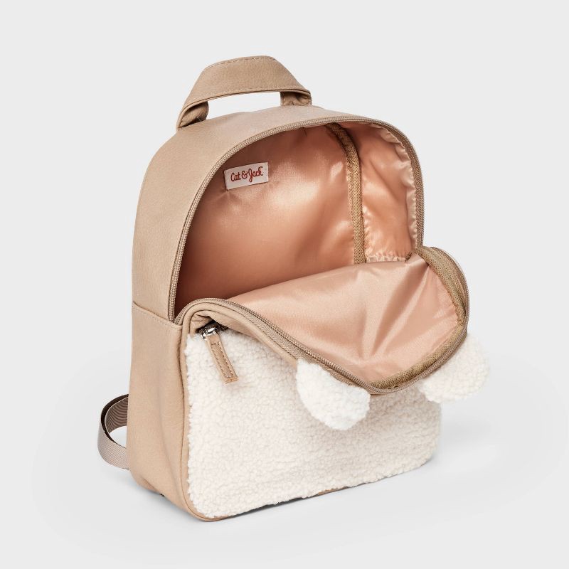 slide 3 of 4, Kids' 11" Mini Shearling Bear Backpack - Cat & Jack™ Cream/Brown, 1 ct