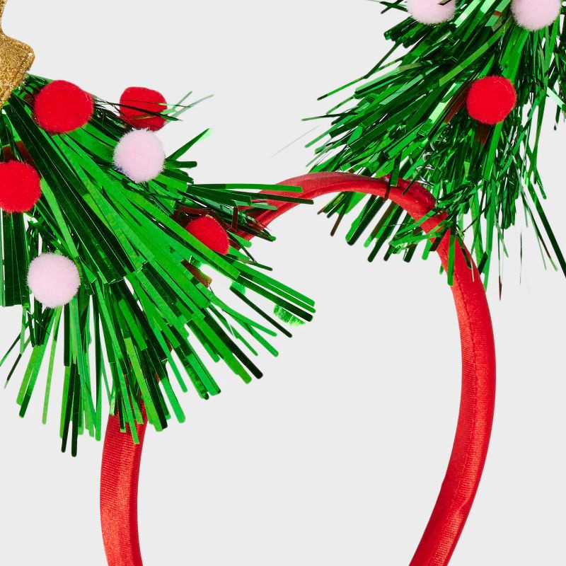 slide 3 of 3, Girls' Tinsel Christmas Tree Headband - Cat & Jack™, 1 ct