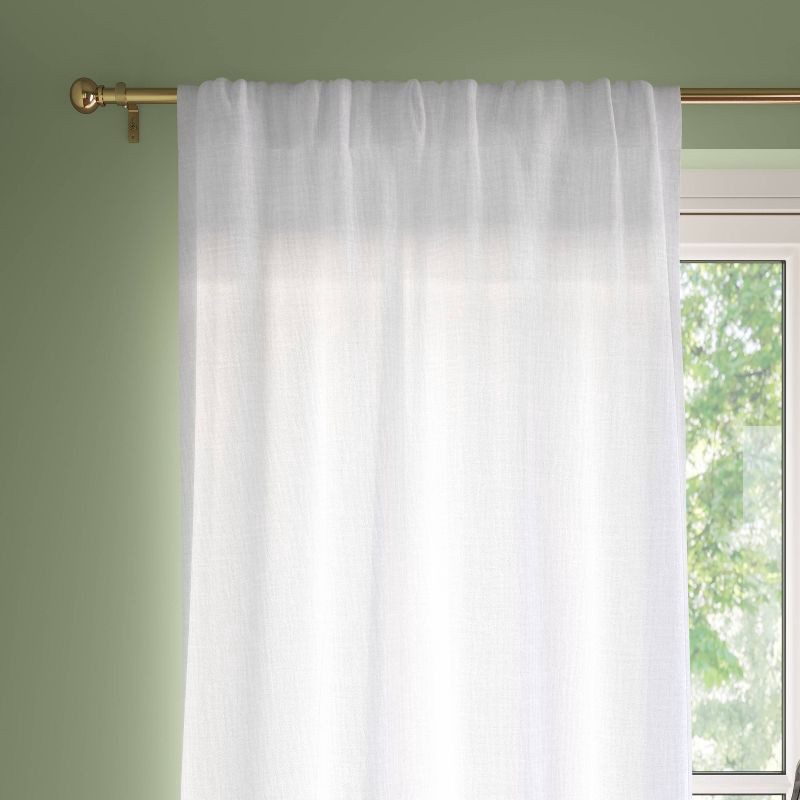 slide 1 of 3, 42"x84" Sheer Crinkled Gauze Matelassé Curtain Panel White - Room Essentials™, 1 ct