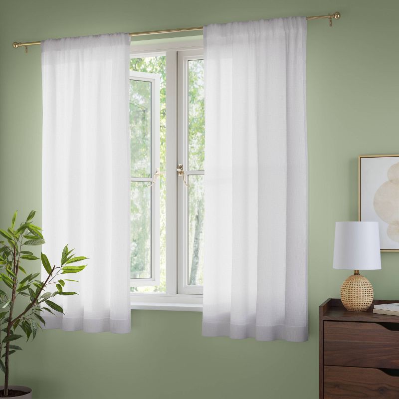 slide 2 of 3, 42"x63" Sheer Crinkled Gauze Matelassé Curtain Panel White - Room Essentials™, 1 ct