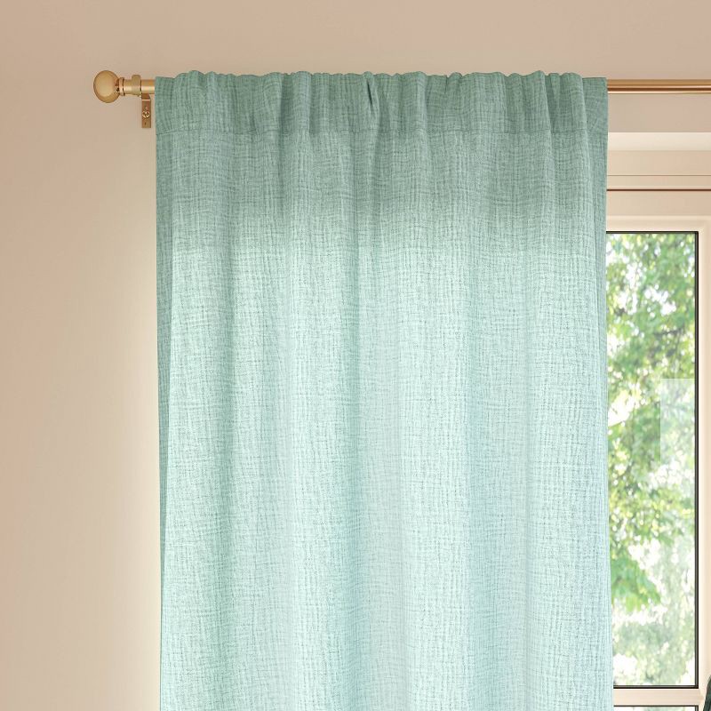 slide 1 of 3, 42"x63" Sheer Crinkled Gauze Matelassé Curtain Panel Blue - Room Essentials™, 1 ct
