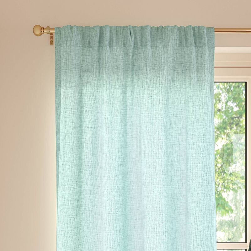 slide 1 of 3, 42"x84" Sheer Crinkled Gauze Matelassé Curtain Panel Blue - Room Essentials™, 1 ct