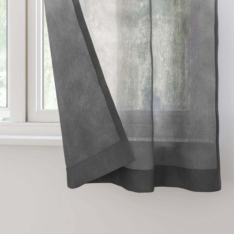 slide 3 of 3, 42"x63" Sheer Crinkled Gauze Matelassé Curtain Panel Gray - Room Essentials™, 1 ct