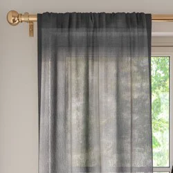 42"x63" Sheer Crinkled Gauze Matelassé Curtain Panel Gray - Room Essentials™