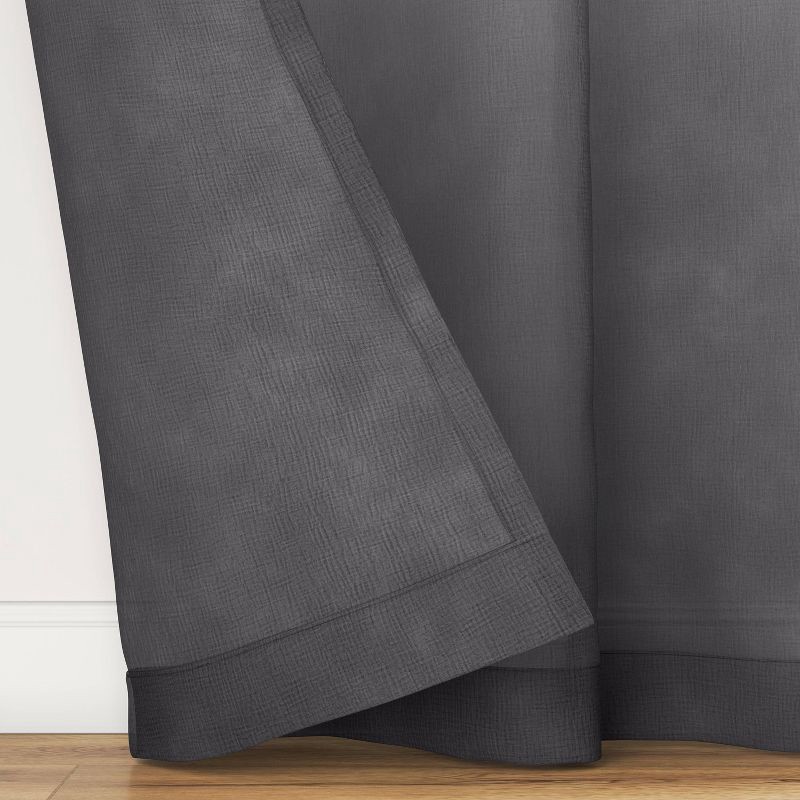 slide 3 of 3, 42"x84" Sheer Crinkled Gauze Matelassé Curtain Panel Gray - Room Essentials™, 1 ct
