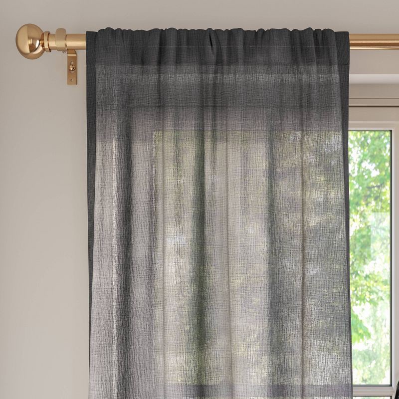 slide 1 of 3, 42"x84" Sheer Crinkled Gauze Matelassé Curtain Panel Gray - Room Essentials™, 1 ct