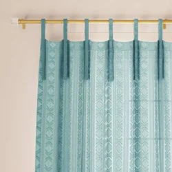 54"x84" Light Filtering Boho Diamond Clip Curtain Panel Blue - Threshold™