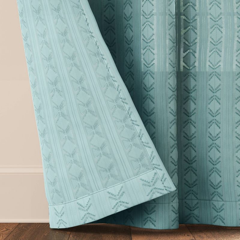 slide 3 of 6, 54"x63" Light Filtering Boho Diamond Clip Curtain Panel Blue - Threshold™, 1 ct
