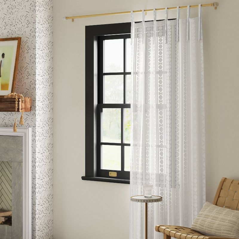 slide 2 of 4, 54"x84" Light Filtering Boho Diamond Clip Curtain Panel White - Threshold™, 1 ct