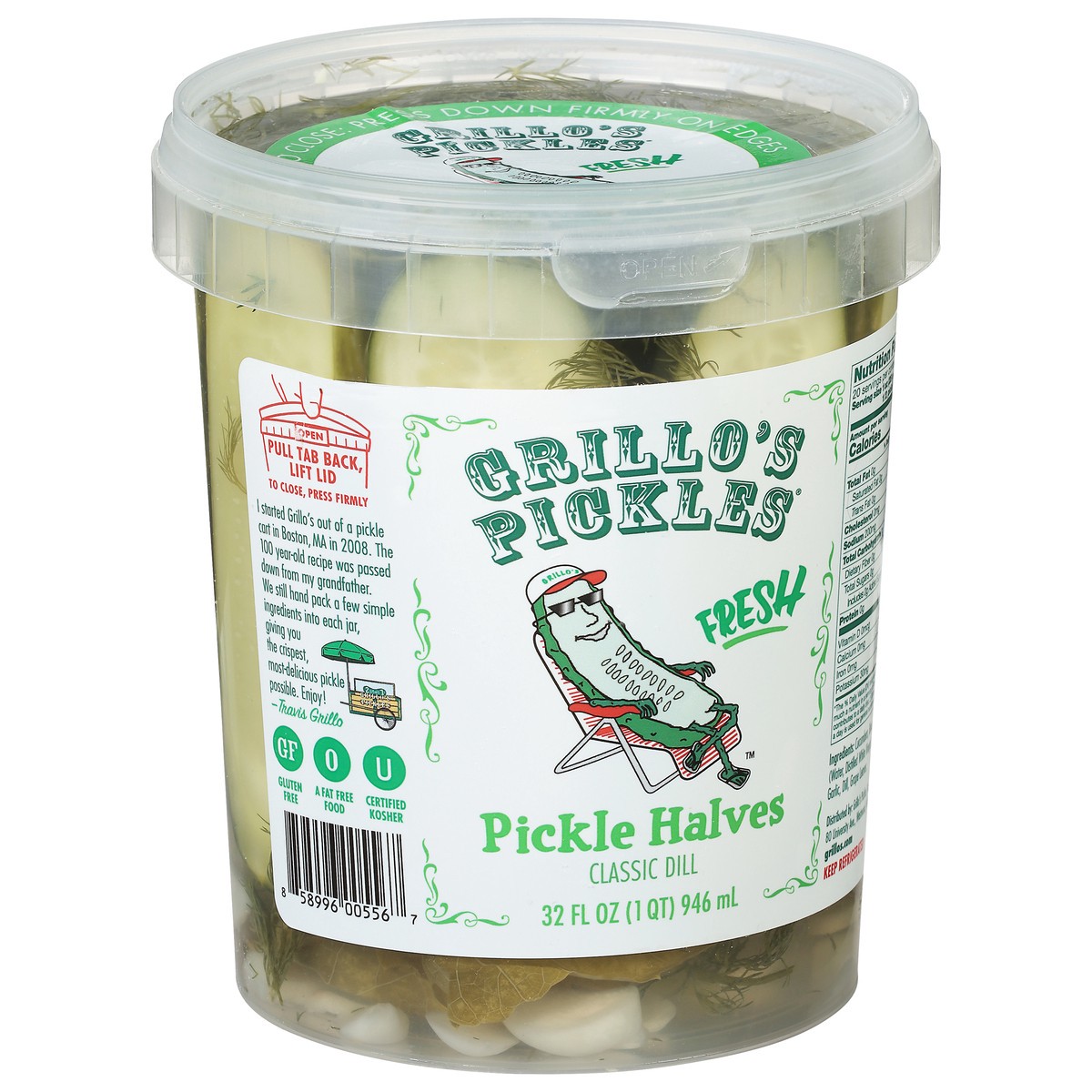 slide 6 of 9, Grillo's Pickles Grillos Pickles Dill Pickle Halves, 32 oz