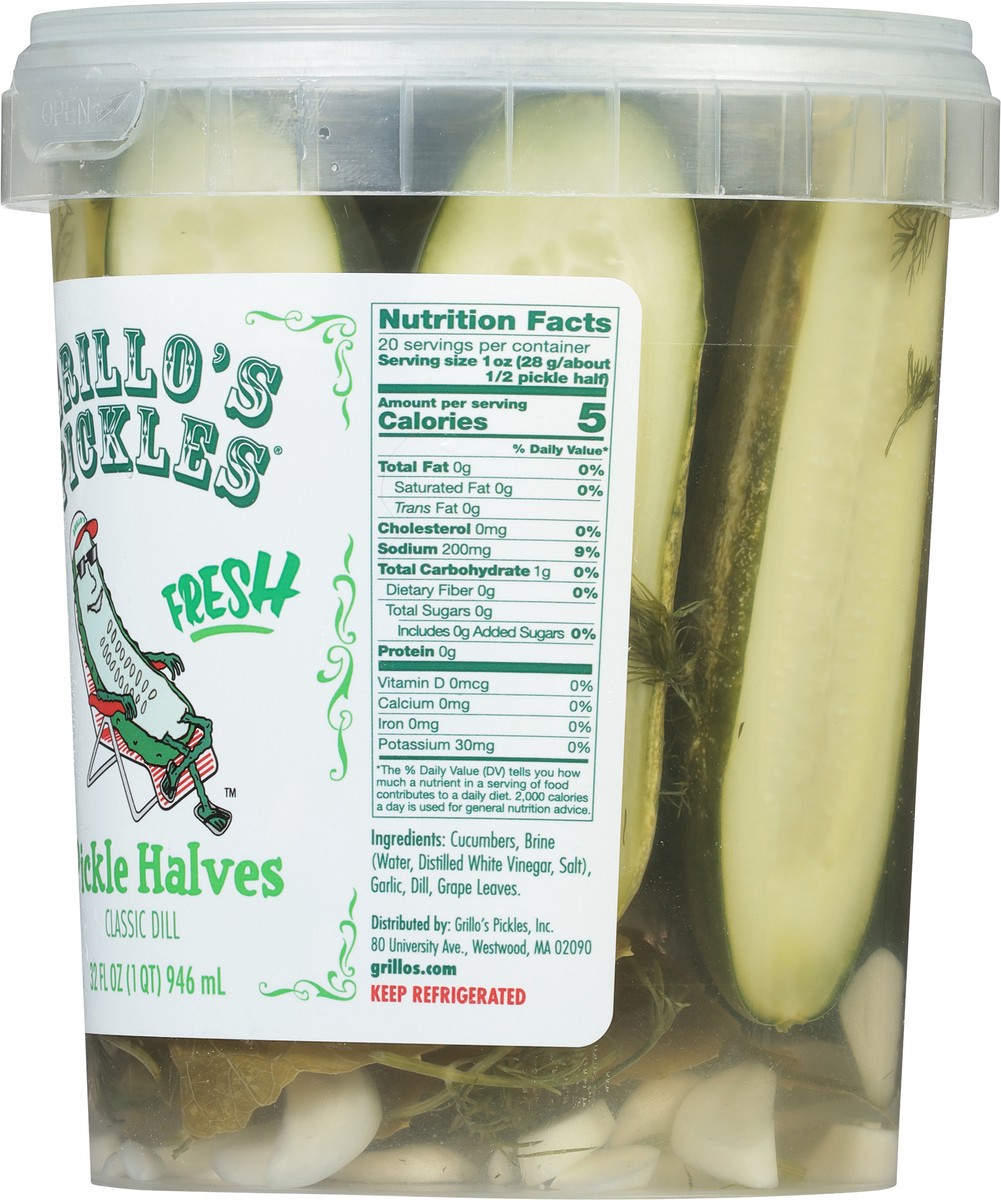 slide 7 of 9, Grillo's Pickles Grillos Pickles Dill Pickle Halves, 32 oz