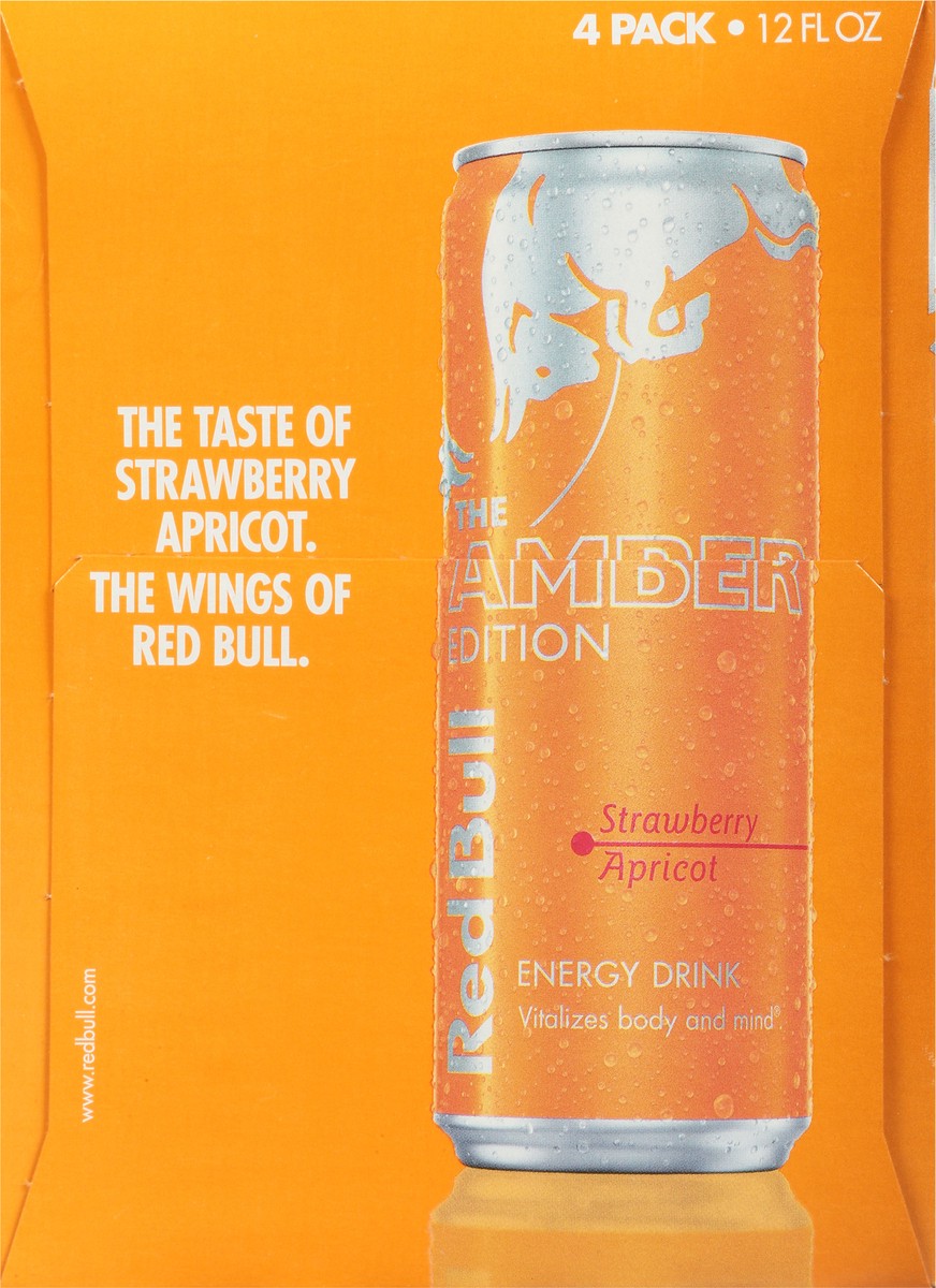 slide 8 of 11, Red Bull Amber Edition Energy Drink, Strawberry Apricot, 114mg Caffeine, 12 fl oz, Pack of 4 Cans, 4 ct; 12 oz