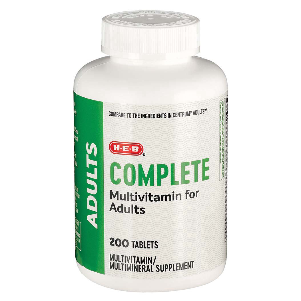 slide 1 of 1, H-E-B Adult Complete Multivitamin Tablets, 200 ct